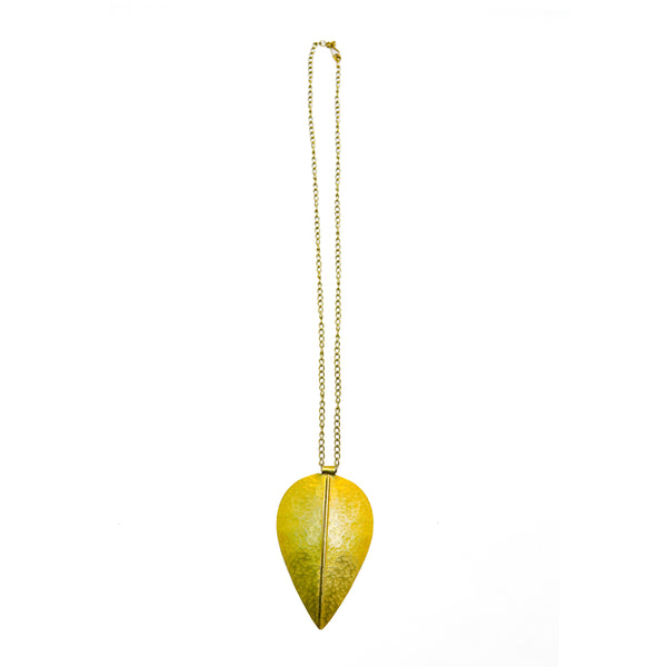 Handcrafted brass leaf pendant necklace.