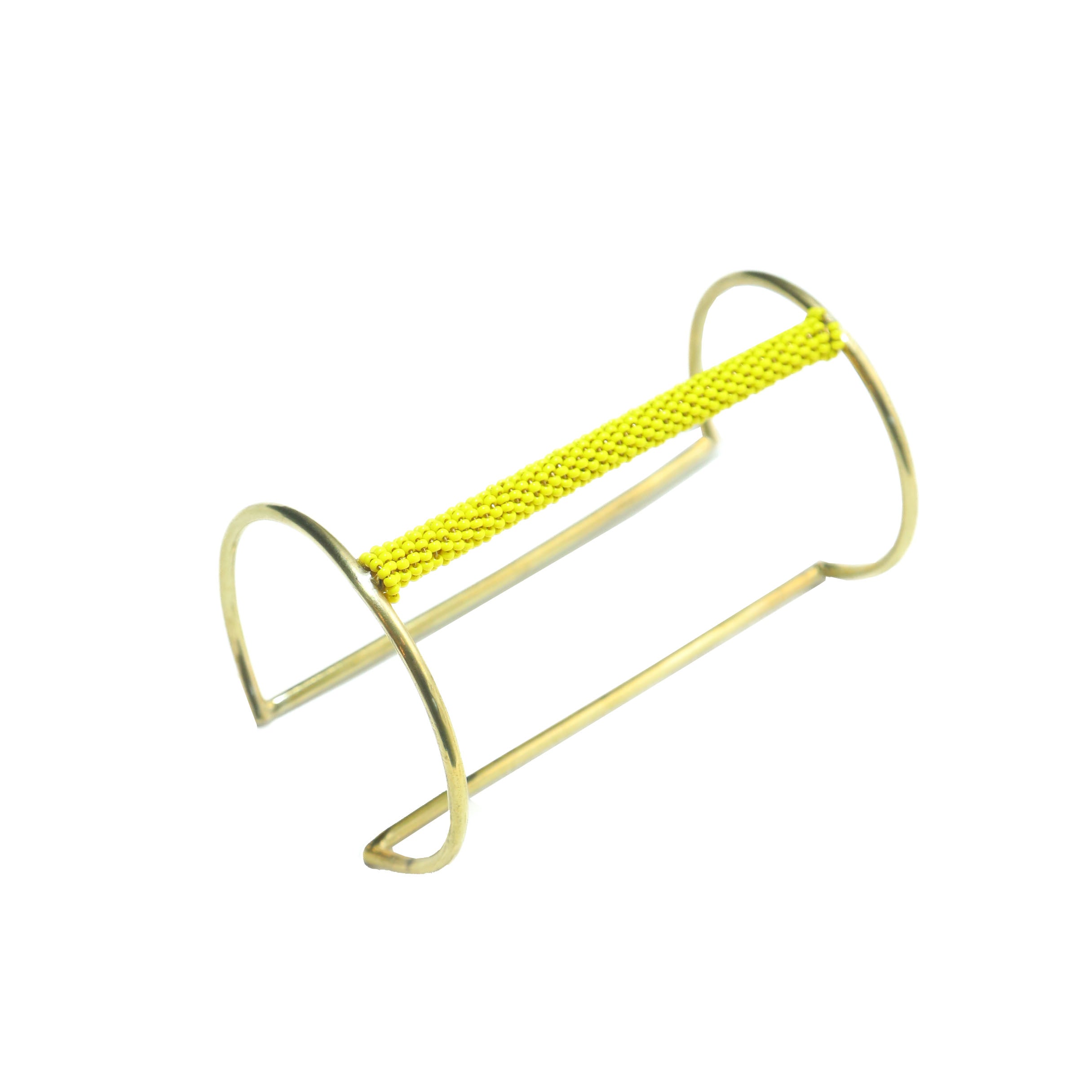 Penzi cuff bracelet. A daring and bold adornment for any occasion. Handmade with love! The yellow beads are stunning.