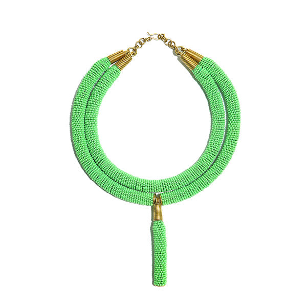 A bold and alluring handmade statement necklace featuring a glamorous burst of colorful beads.