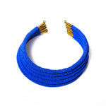 Handcrafted layered beaded choker necklace featuring intricately threaded glass beads, showcasing a vibrant blend of colors and textures.