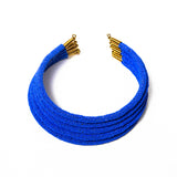 Handcrafted layered beaded choker necklace featuring intricately threaded glass beads, showcasing a vibrant blend of colors and textures.