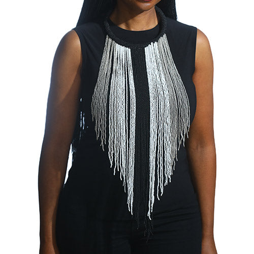 An illustrious display of beadwork. The Diama necklace is a stunning statement piece. Uniquely handcrafted, each bead strung by hand. Get ready to make your statement.