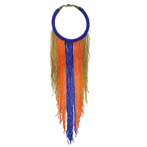 An illustrious display of beadwork. The Diama necklace is a stunning statement piece. Uniquely handcrafted, each bead strung by hand.