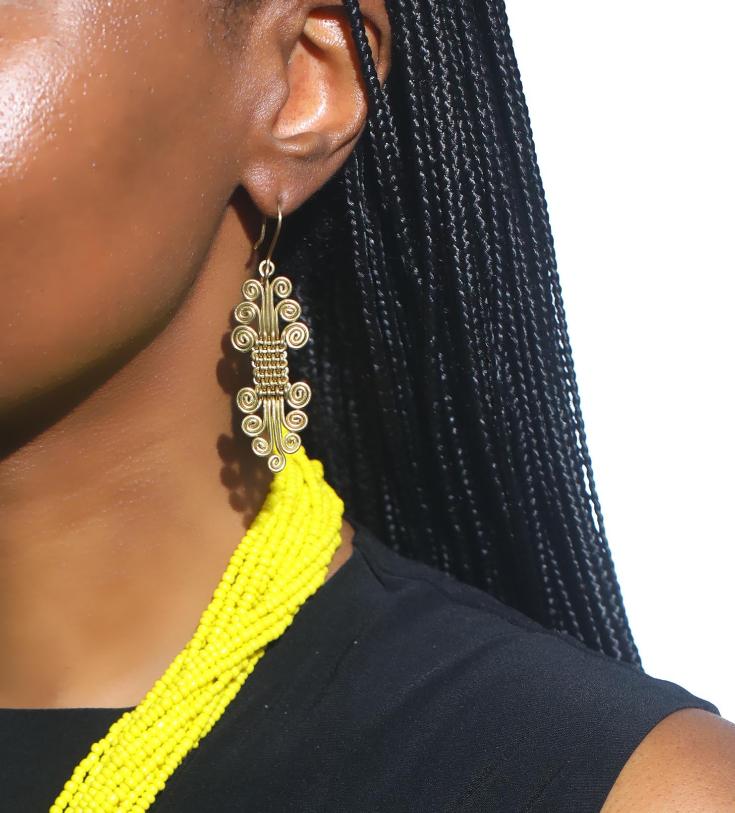 The simple and unique design add just enough dazzle to the Esi hand-wired earrings.