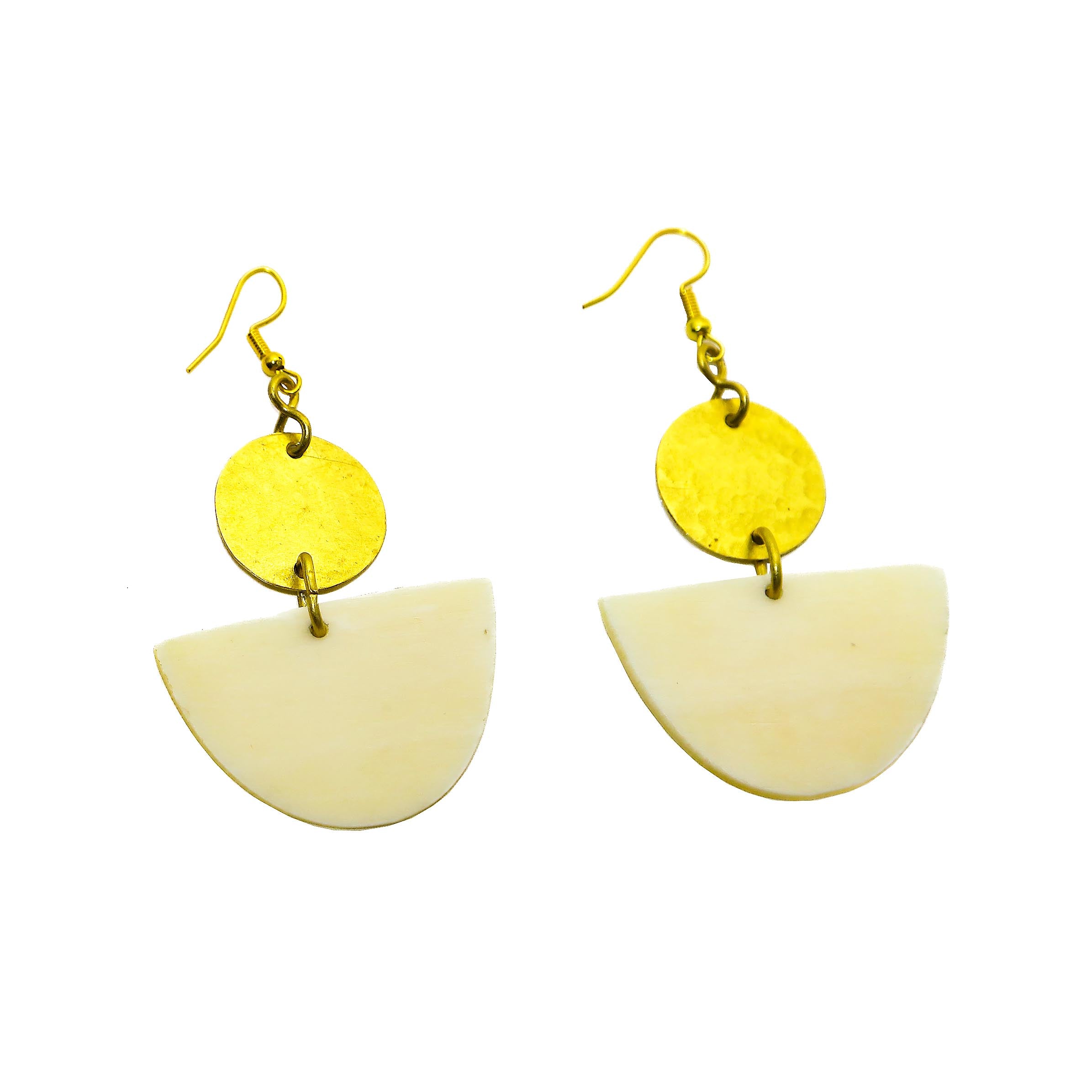 These handmade lightweight brass and bone Johari earrings are perfect for your everyday look.