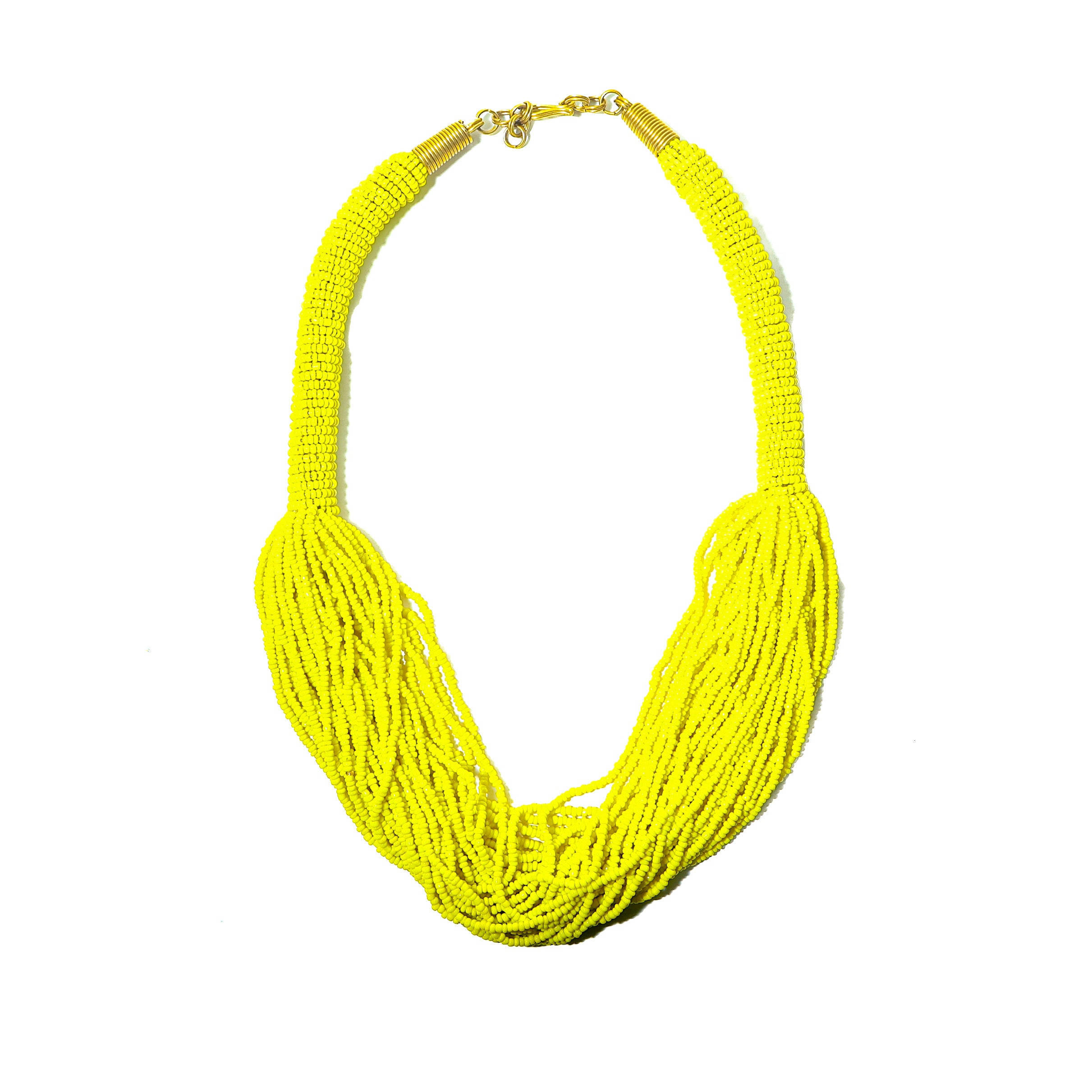 The Kari yellow beaded necklace is perfect for you! Crafted with unparalleled attention to detail, a statement piece that exudes African-inspired glamor.