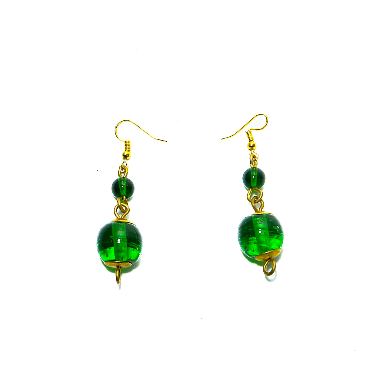 These bold yet delicate earrings are made out of recycled glass bottles in Kenya.