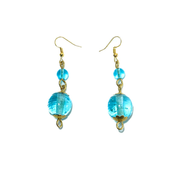 These bold yet delicate earrings are made out of recycled glass bottles in Kenya.