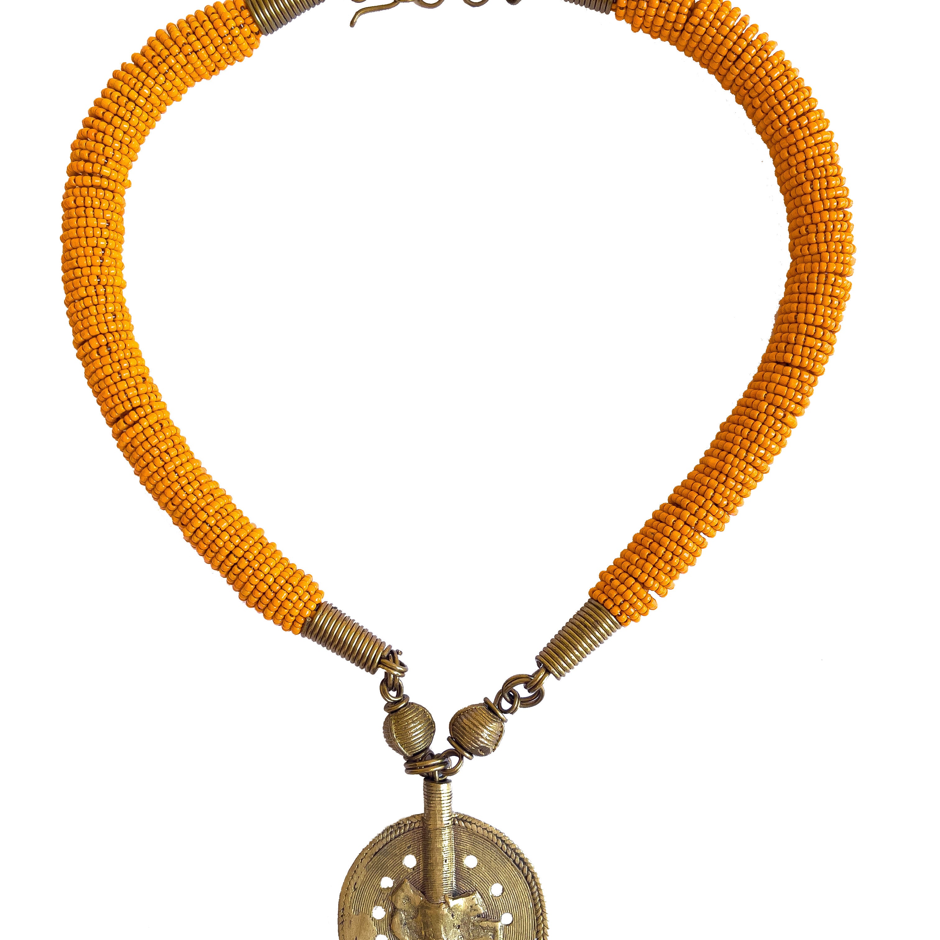 Bursting with color, this stunning Mila beaded necklace perfectly combined with a brass baule bead is unique and one-of-a-kind. Get ready to make a show stopping statement.