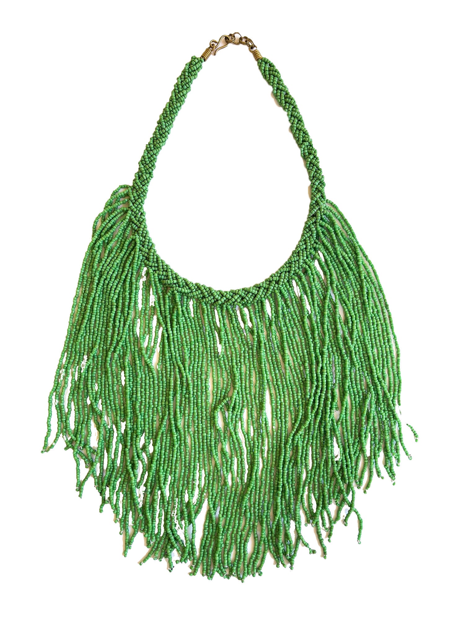 Show-stopping handmade necklace, intricately made with glass beads. Effortless and unique style. 